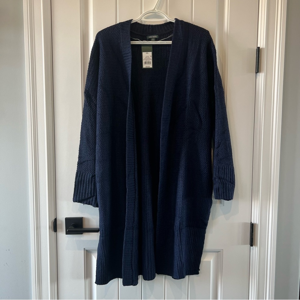 NWT XXL Wild Fable Long Open Cardigan Navy